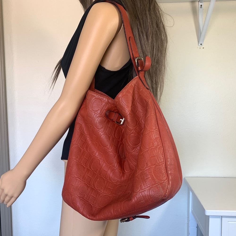 *RARE* Designer Carolina Herrera handbag CHCH Bag Orange Leather Shoulder Bag